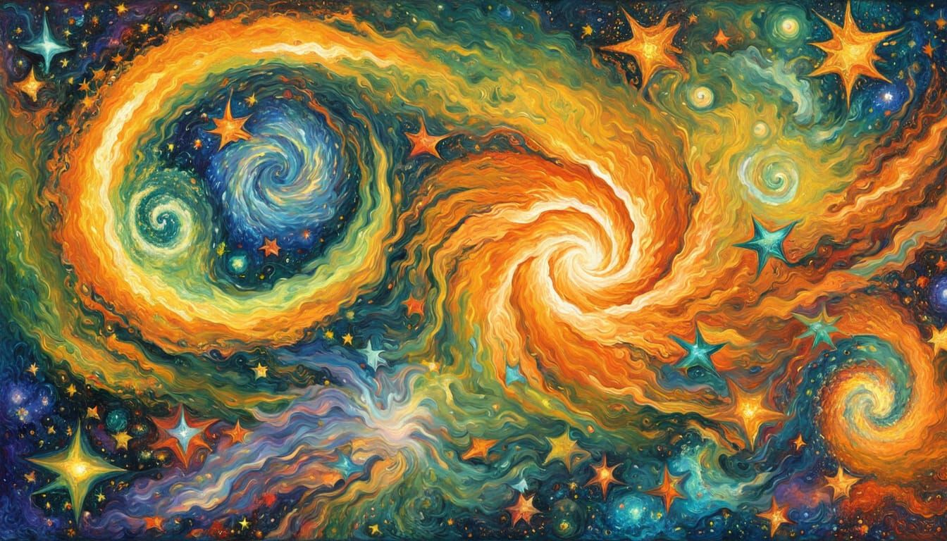 Colorful Star Vortex in Expressionist Style