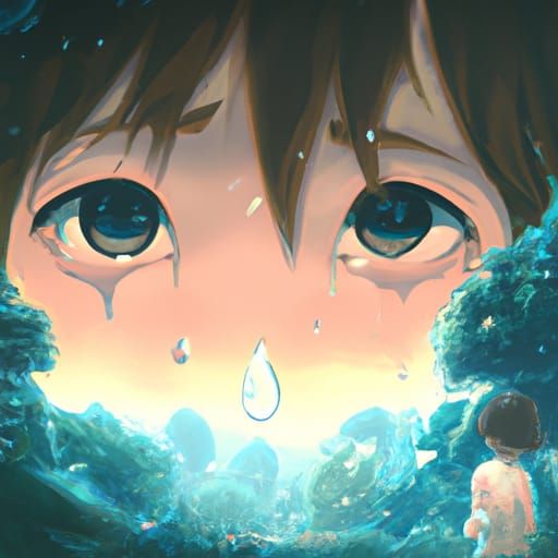 Anime Crying Portrait in Studio Ghibli Style