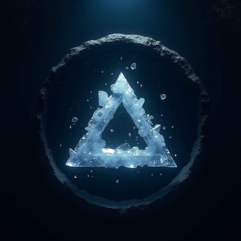 Fractured Crystalline Triangle in Ethereal Shadow Circle