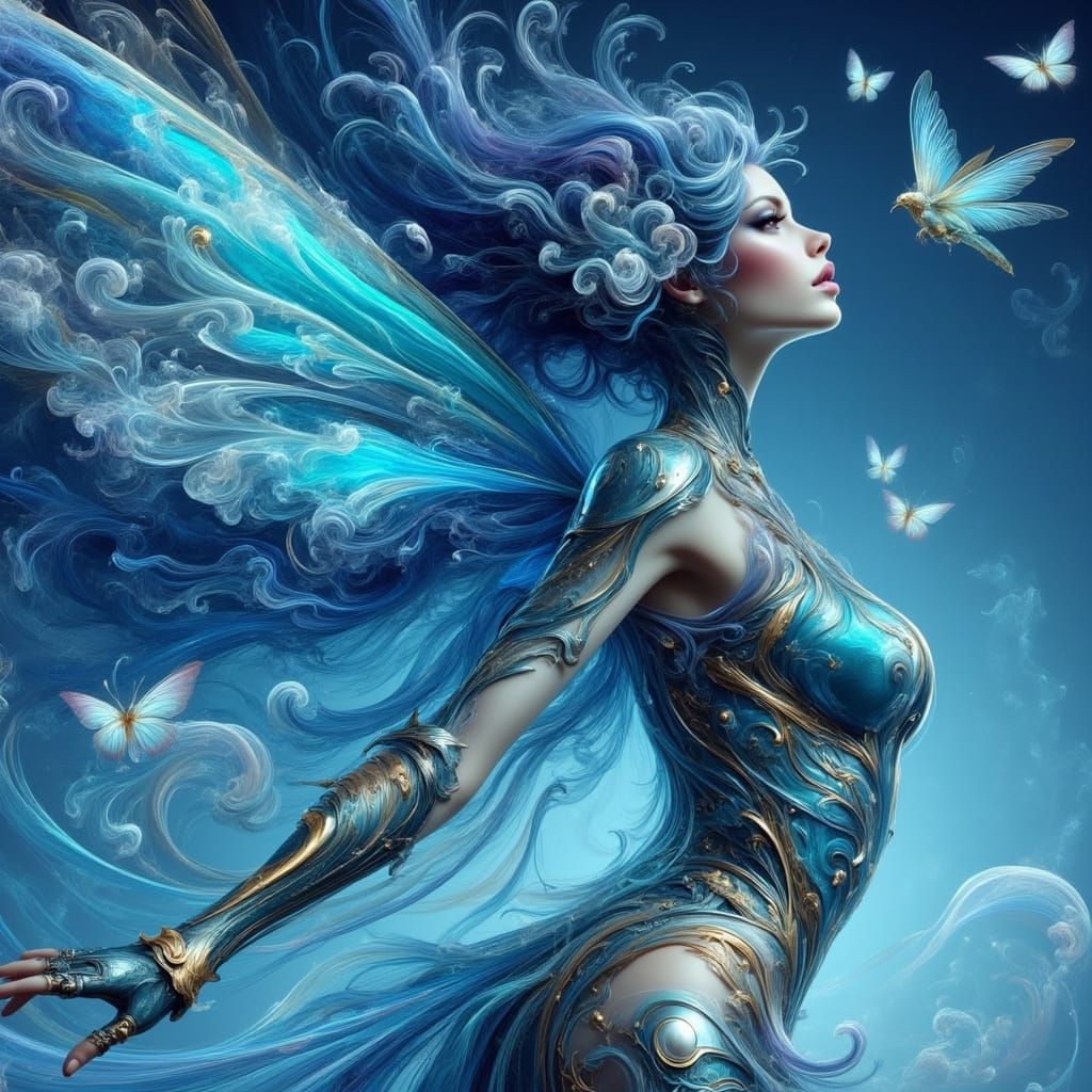 Whimsical Night Fairy in Iridescent Moonlight