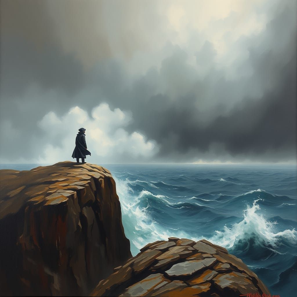 Stormy Sea and Sky in Classic Marine Painting Style