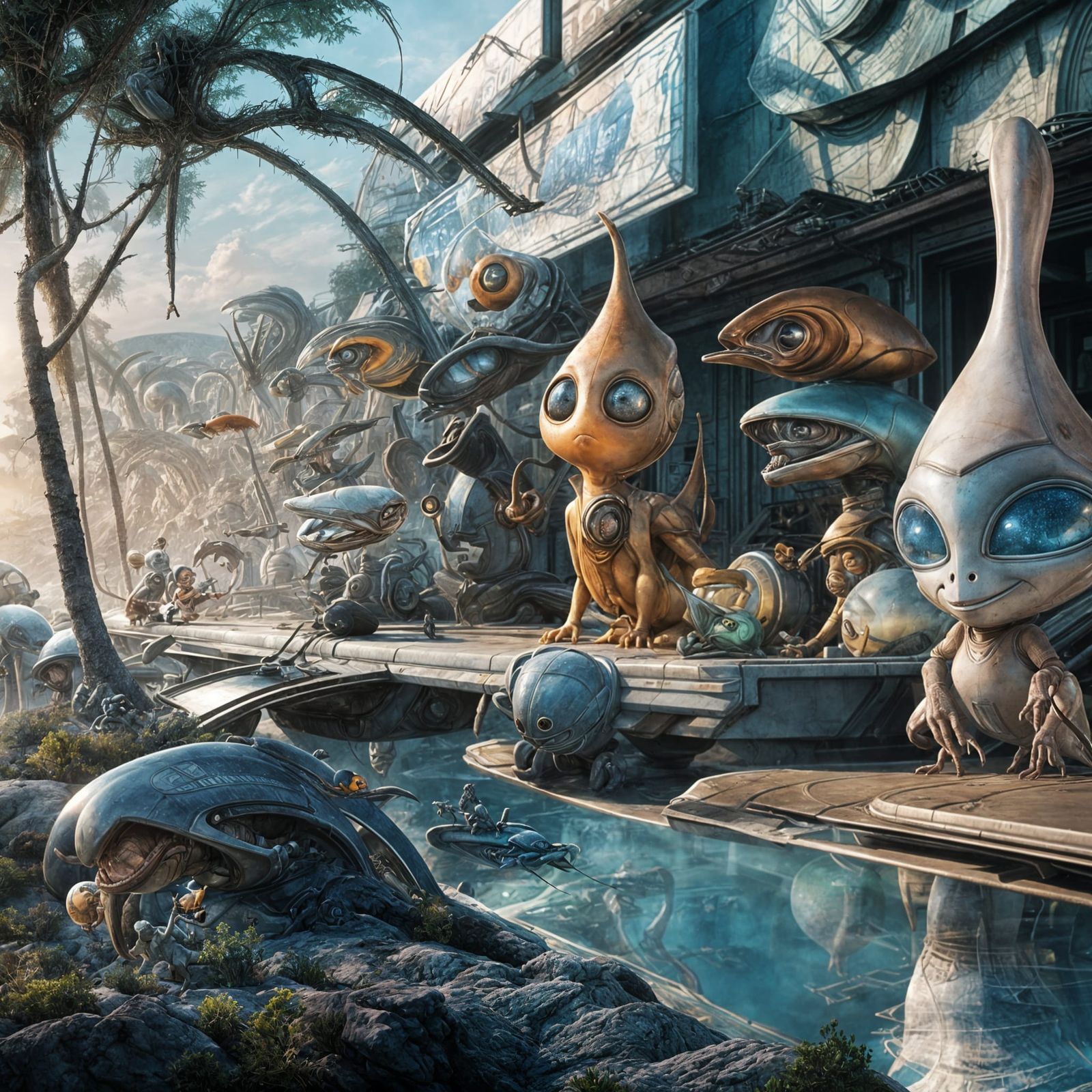 Surreal Alien Cartoon World in Matte Painting