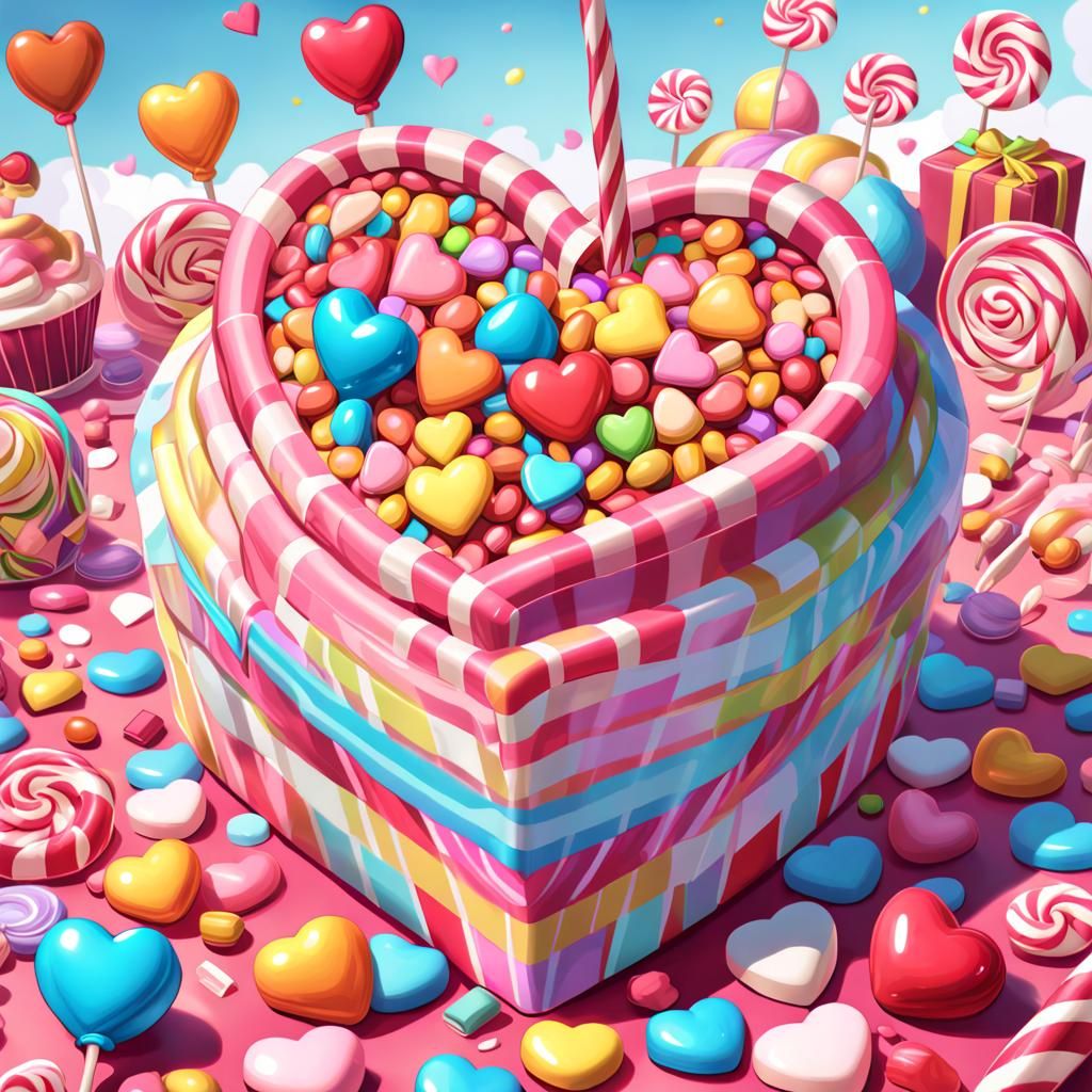 Hyperrealistic Candy Birthday Gifts in Digital Illustration
