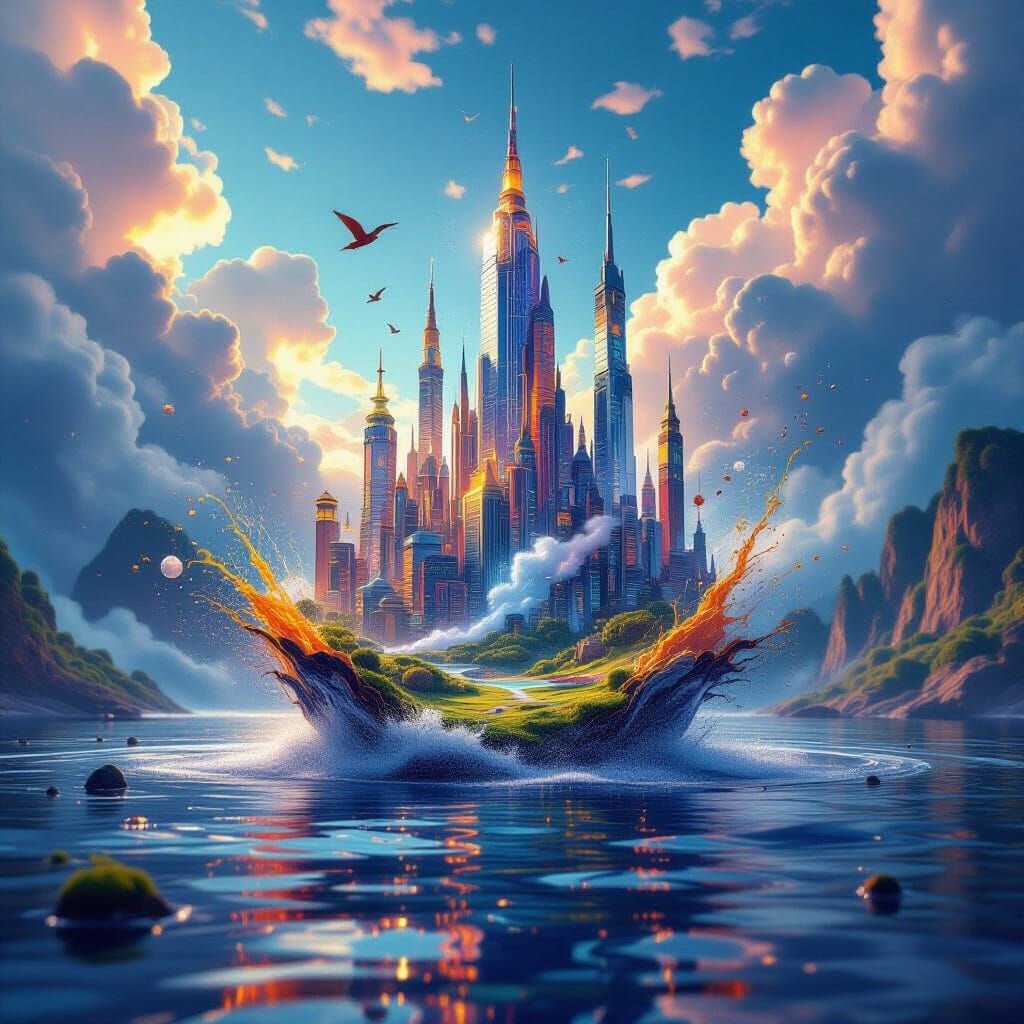 Vibrant Liquid World Eruption in Digital Art