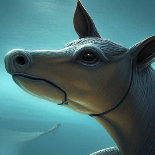 Underwater Kelpie in Detailed Digital Painting