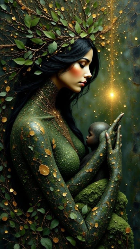 Ethereal Mother Nature Portrait in Deep Forest