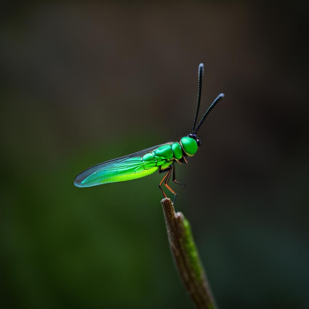Glowing Green Firefly Macro View