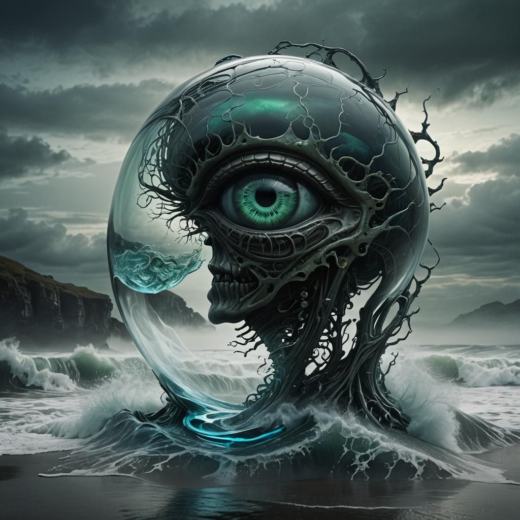 Surreal Glass A Shape in Dark Fantasy 3D Render