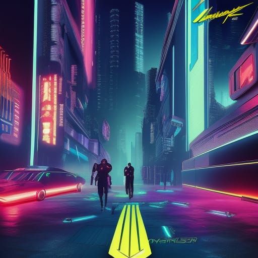 Neon Cityscape in Cyberpunk 2099 Style
