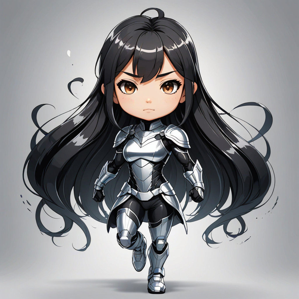 Anime-Style Chibi Superhero Girl in Vibrant Pose