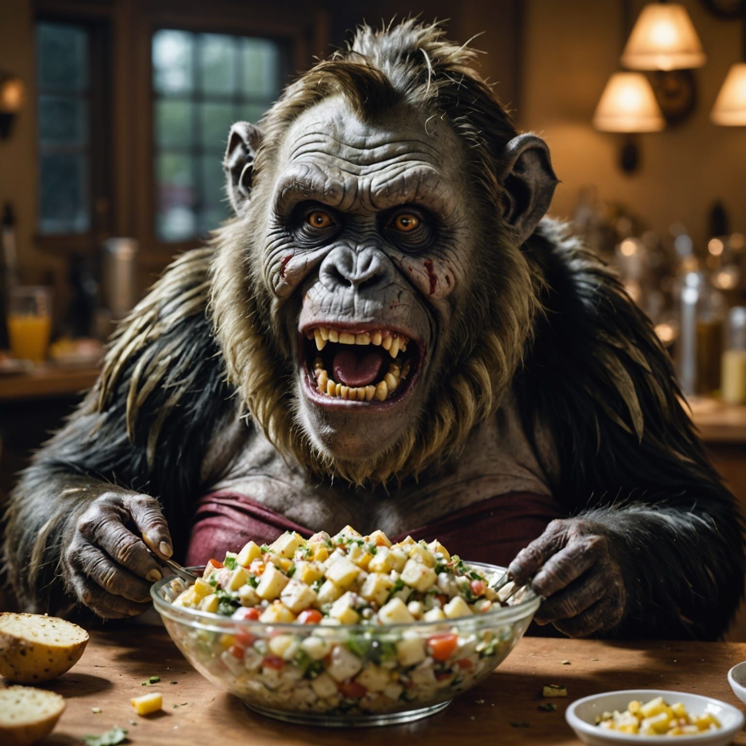 Macabre Female Clown Zombie Consumes Hearty Potato Salad in ...