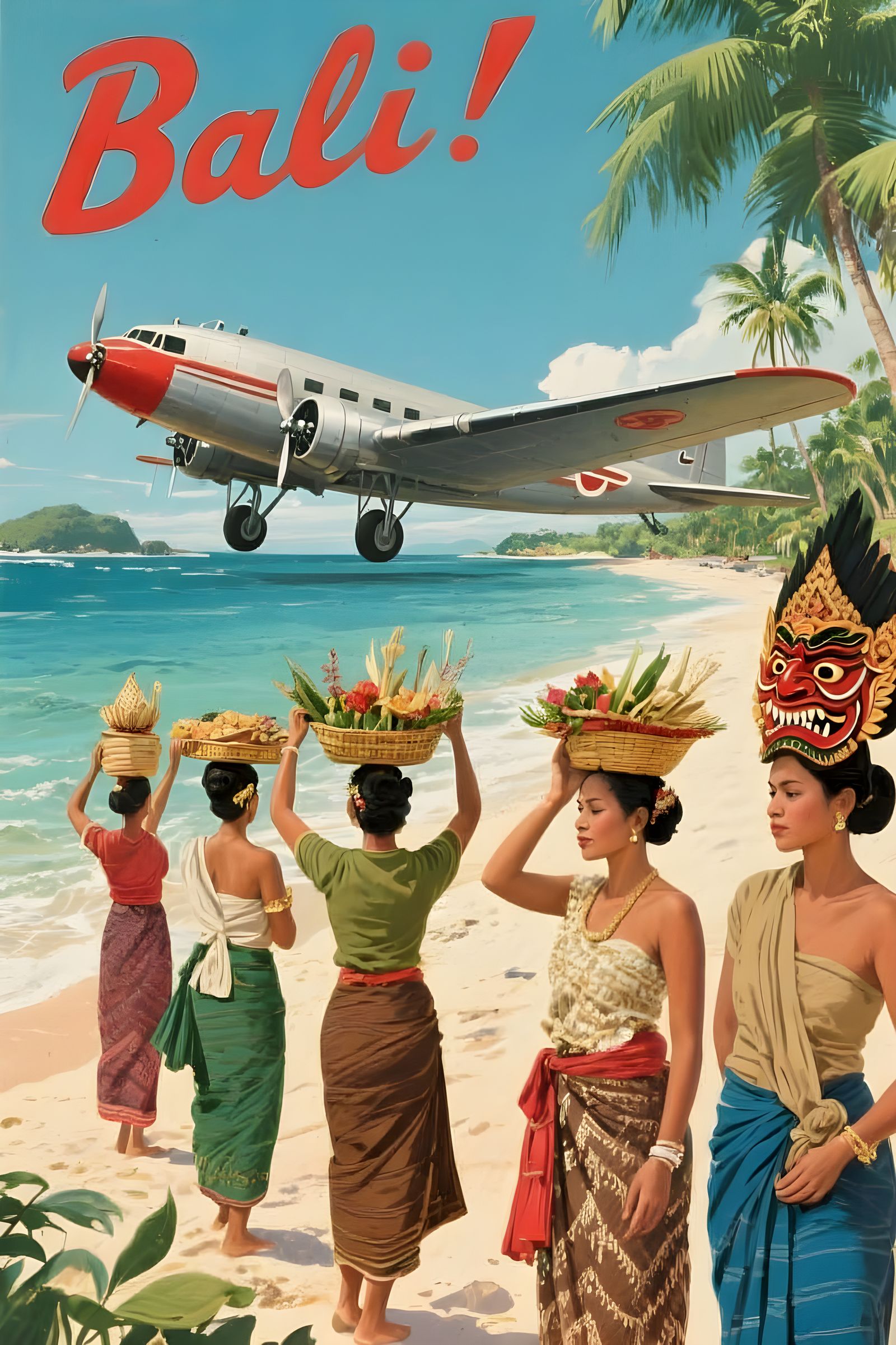 Retro Bali Travel Poster: Island of the Gods