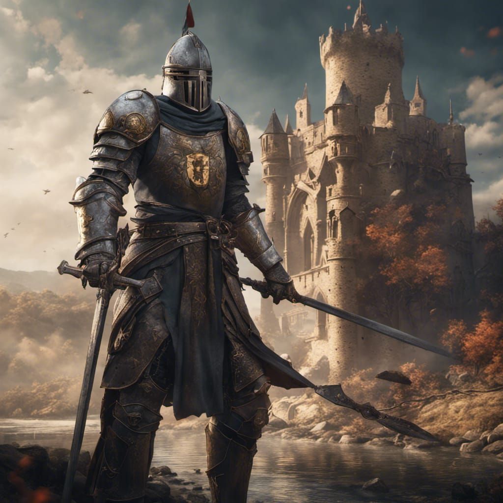 Detailed Matte Painting of a Templar Knight