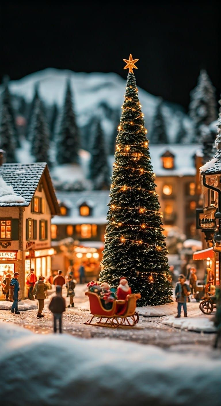 Miniature Christmas Market in Swiss Village Model