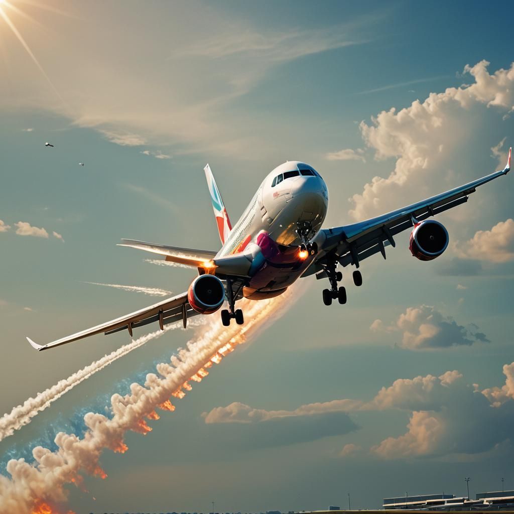 Airbus A320 Takes Off: Vibrant Digital Aviation Art