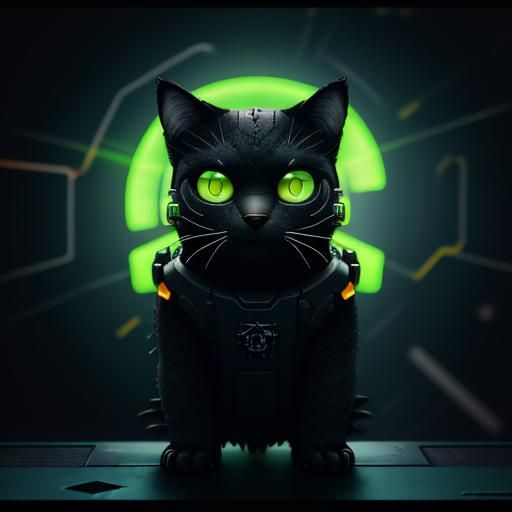 Cyberpunk Owl-Cat Hybrid in Boots and Hat