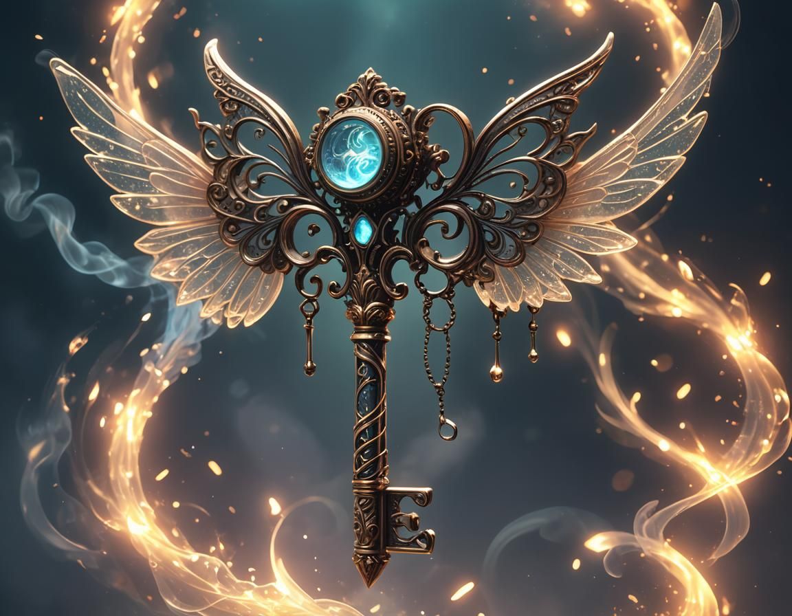 Glowing Fairy Key with Ornate Wings