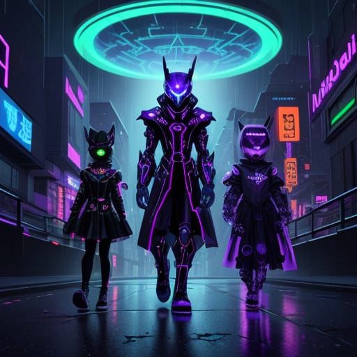 Cyberpunk Halloween in a Neon Futuristic City