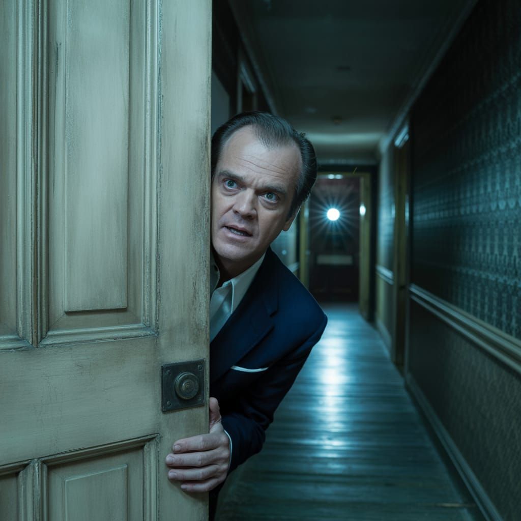 Jack Torrance Peek: Cinematic Overlook Hotel Portrait