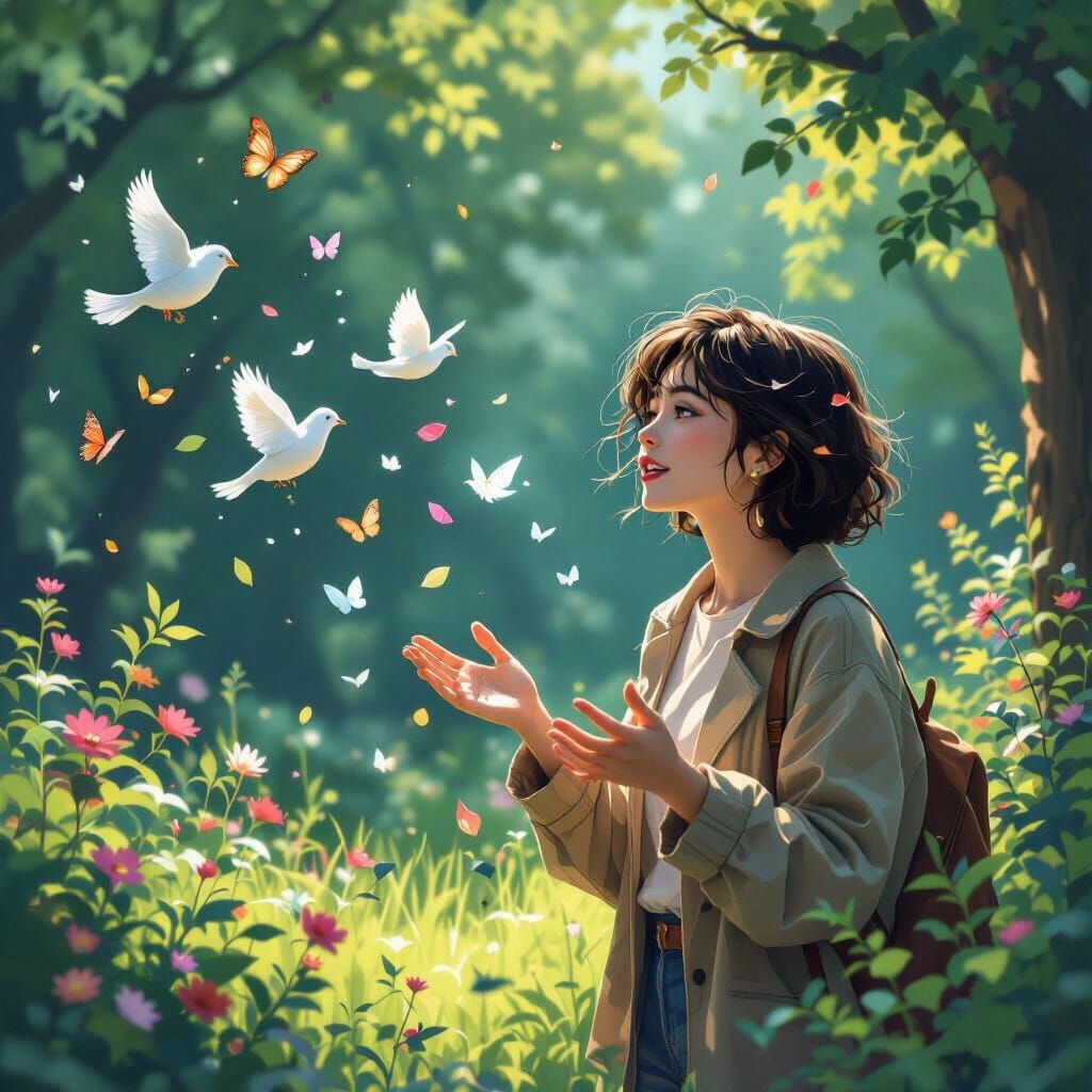 Words Become Birds in Dreamy Illustration