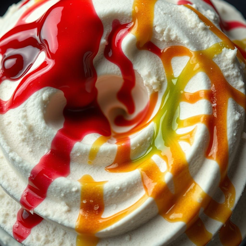 Decadent Ice Cream Vortex in Hyperrealistic Style