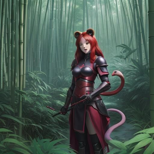 Red-Haired Warrior in Anime Key Visual Style