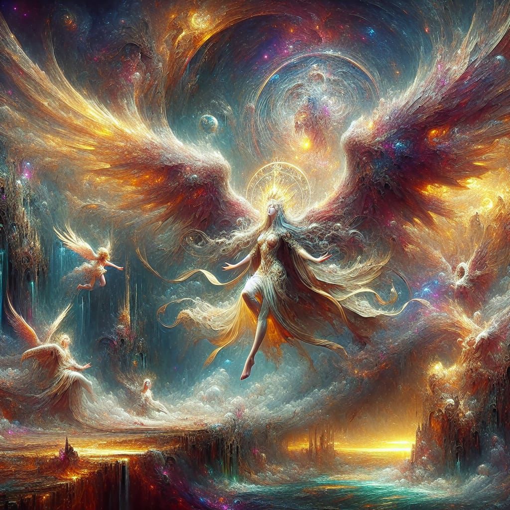 Archangel Uriel: Celestial Being in Detailed Matte Painting