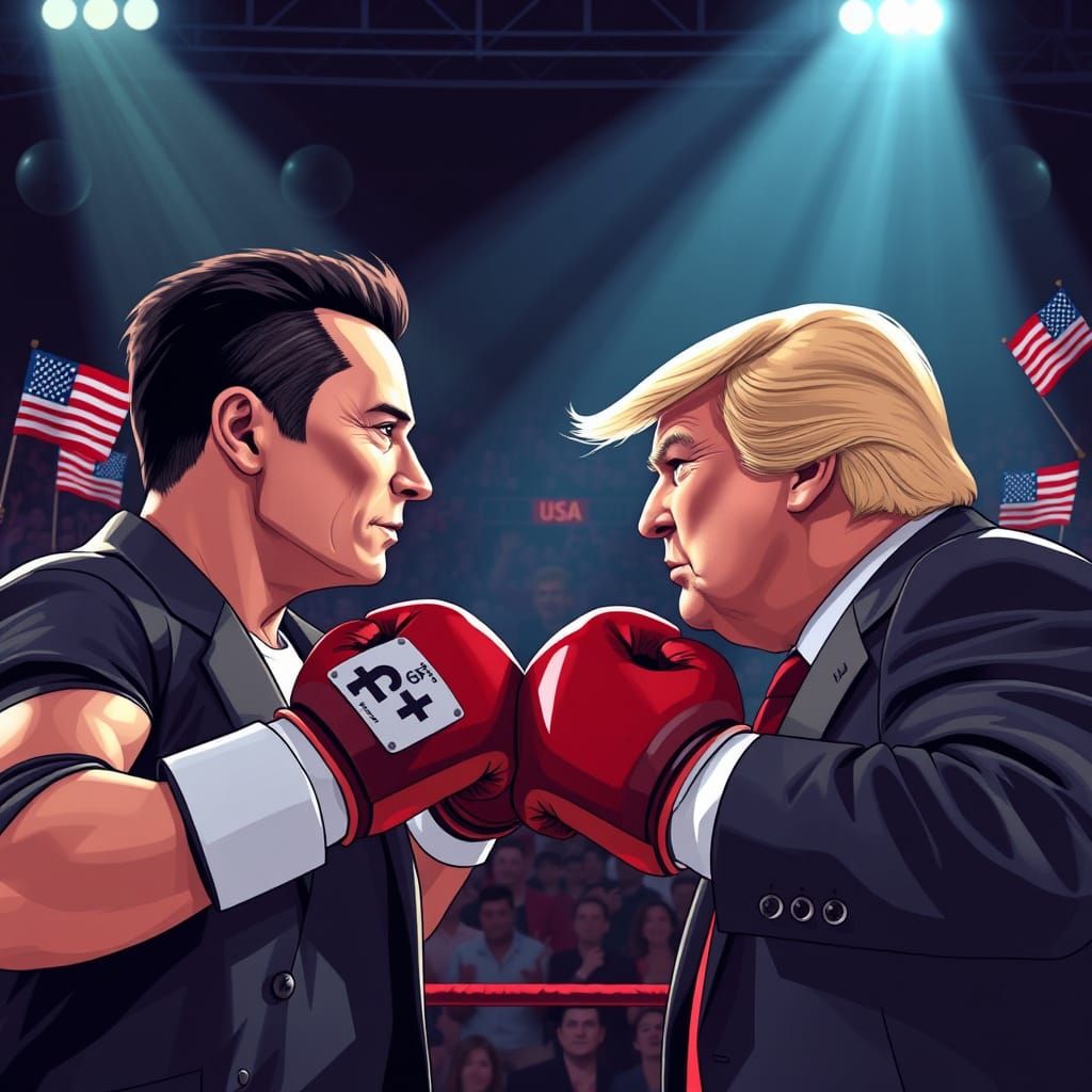 Musk vs Trump Boxing Match in Studio Trigger Style