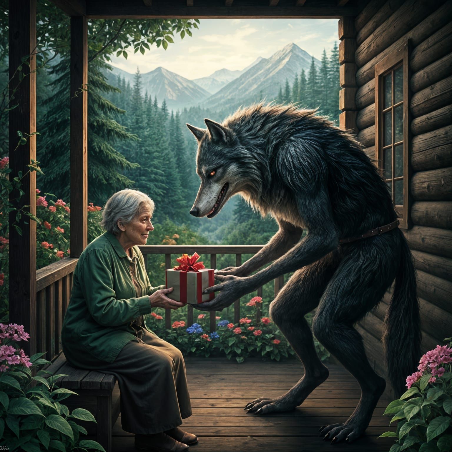 Creepy Big Bad Wolf Bearing Birthday Gift