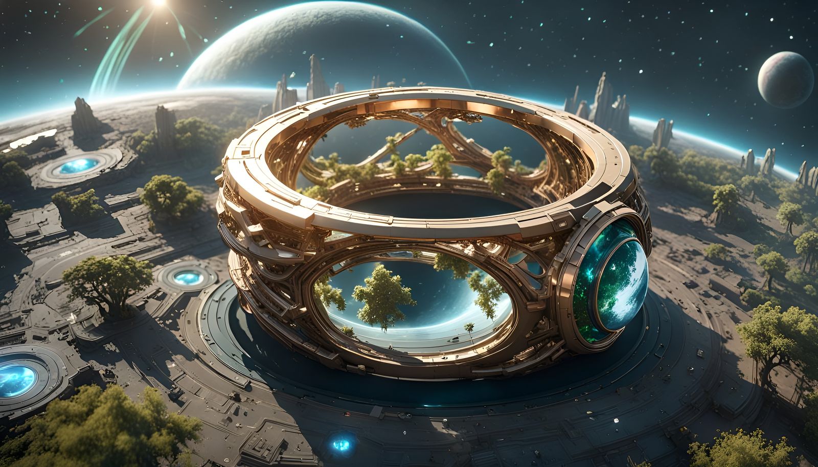 Halo alien space station planet 🪐🚀🛸⛰️🌳💍🌍