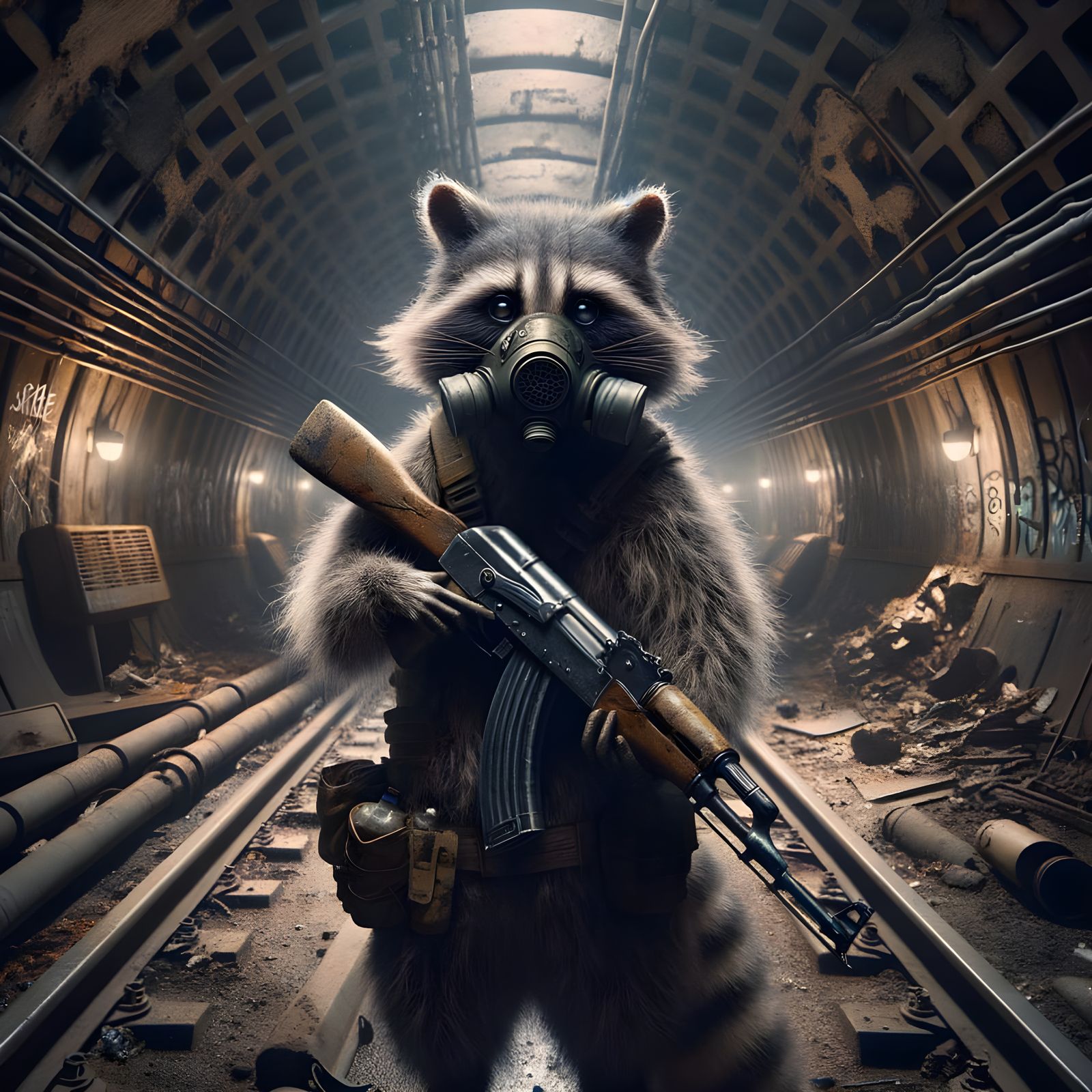 Post-Apocalyptic Raccoon Surfaces in Metro 2033