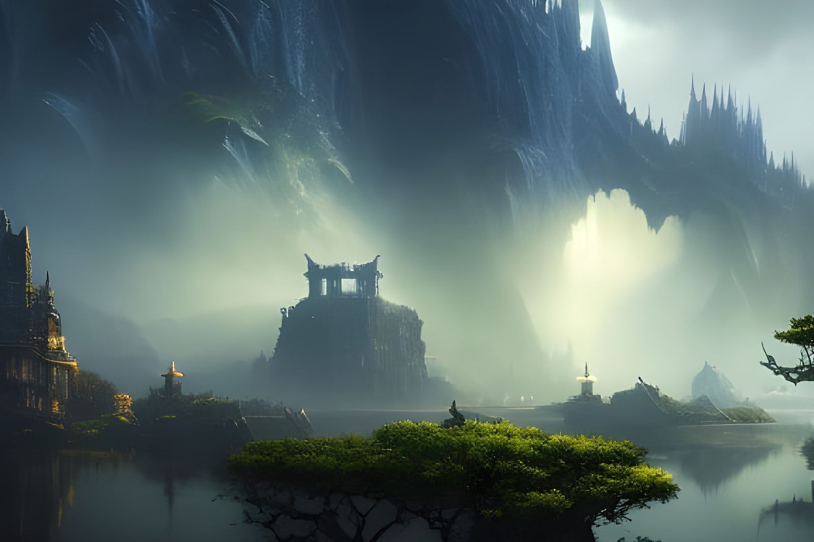 Epic Blue Dragon by Pond: Digital Matte Painting