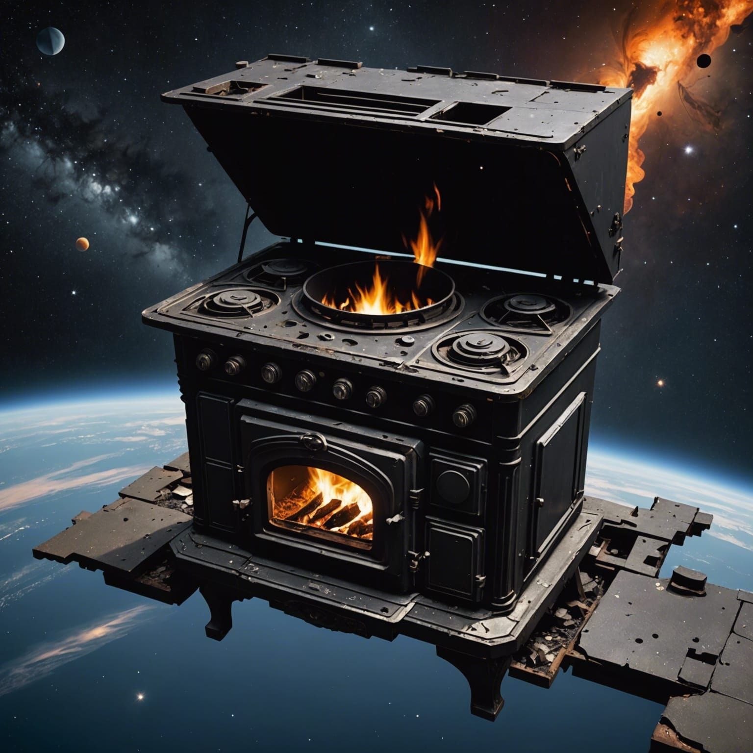 Broken Stove Drifting Near Black Hole