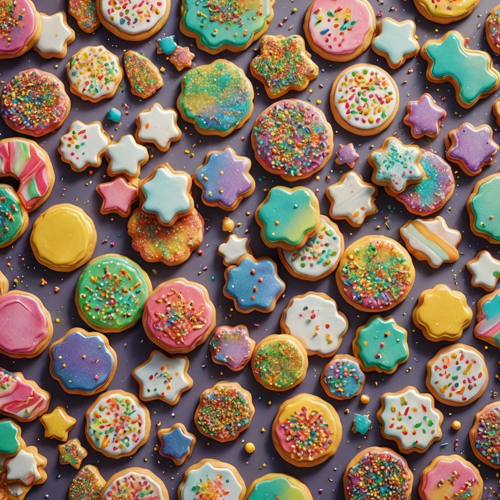 Colorful Sugar Cookies in Candy Art Style