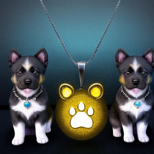 Glowing Gemstone Necklaces on Adorable Puppies