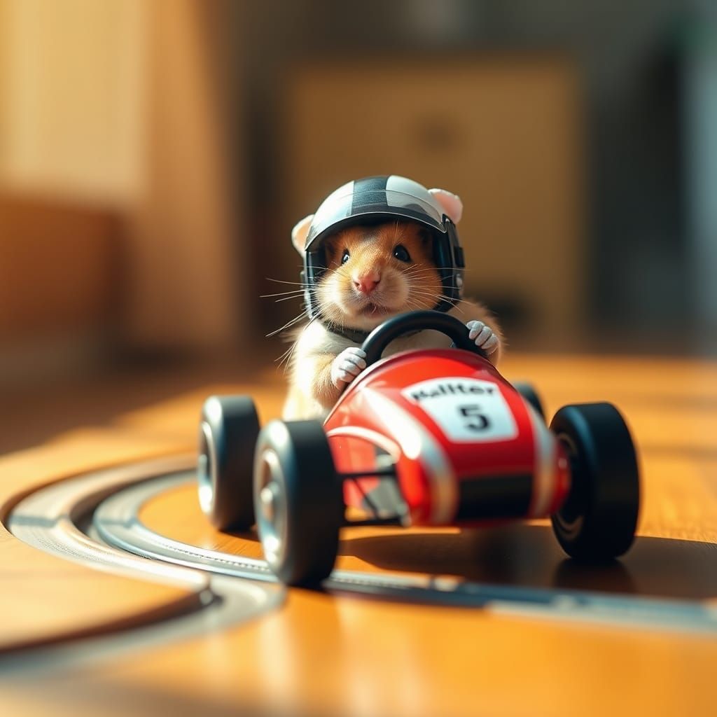 Hamster Driver in Toy Car, Professional Photography