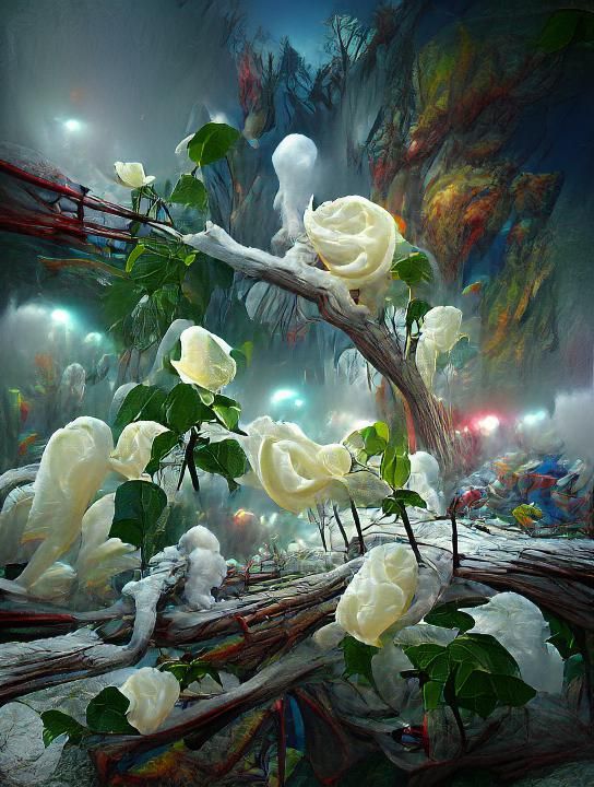 Surreal Roses Still Life in Hyperrealism Style