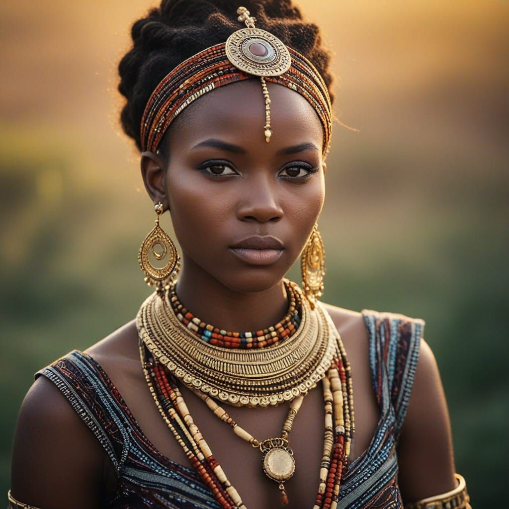 African Tribal Princess in Vibrant Cultural Heritage