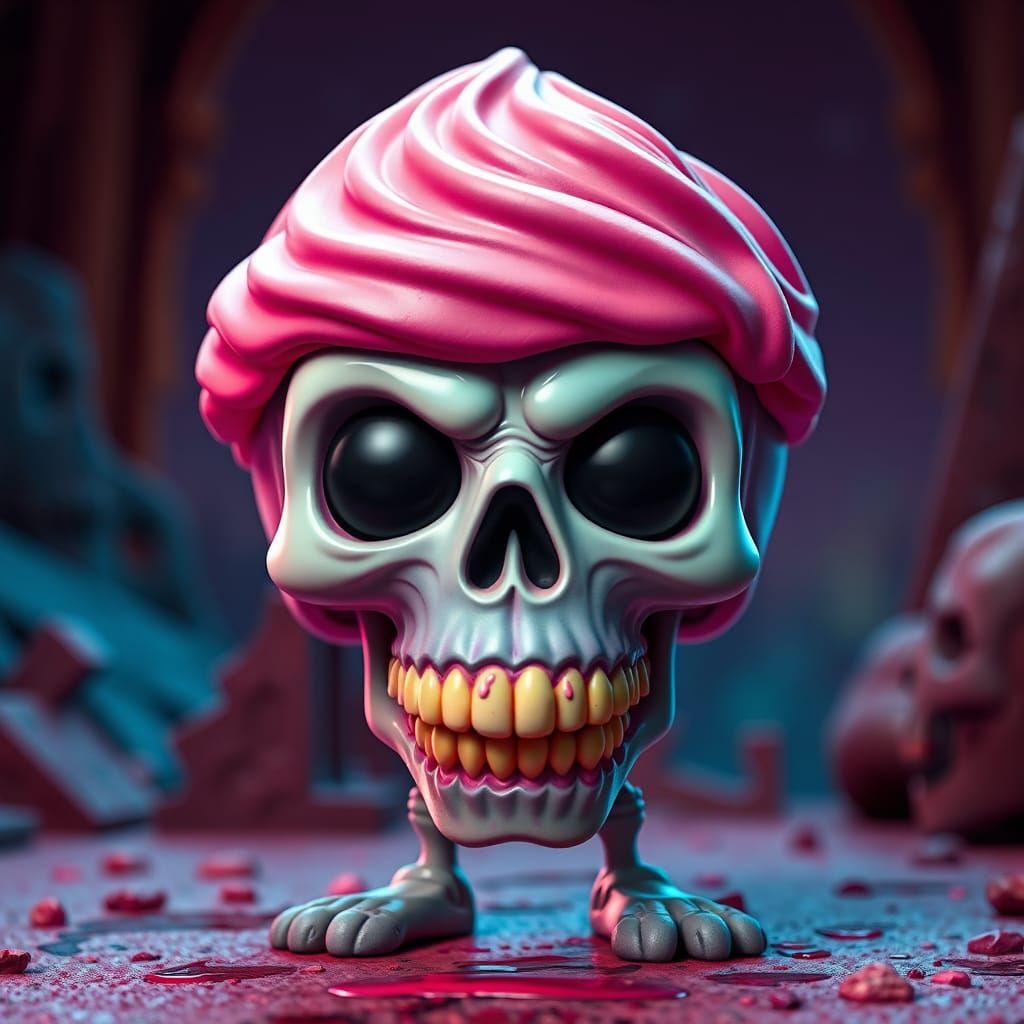 Ice Cream Skull Monster in Funko Pop Style