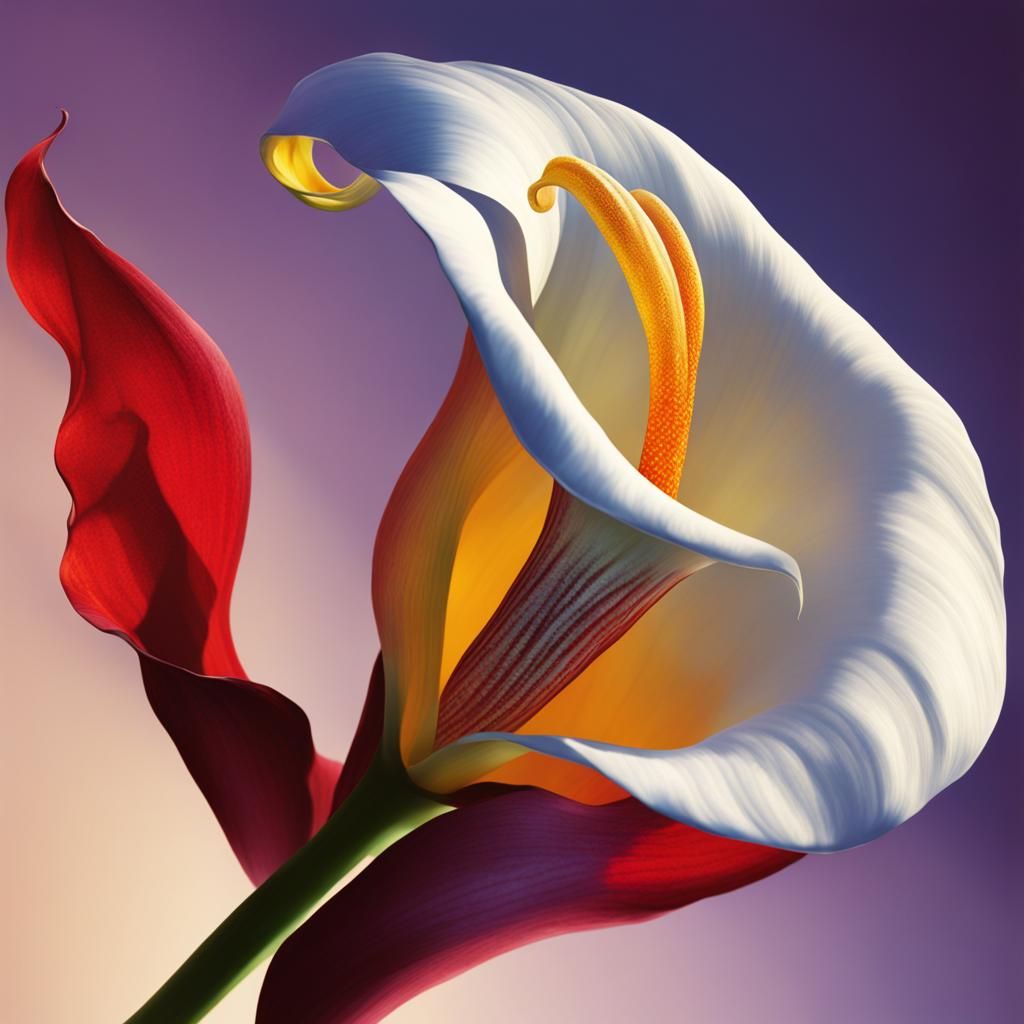 Dramatic Hyperrealistic Calla Lily in Shadow