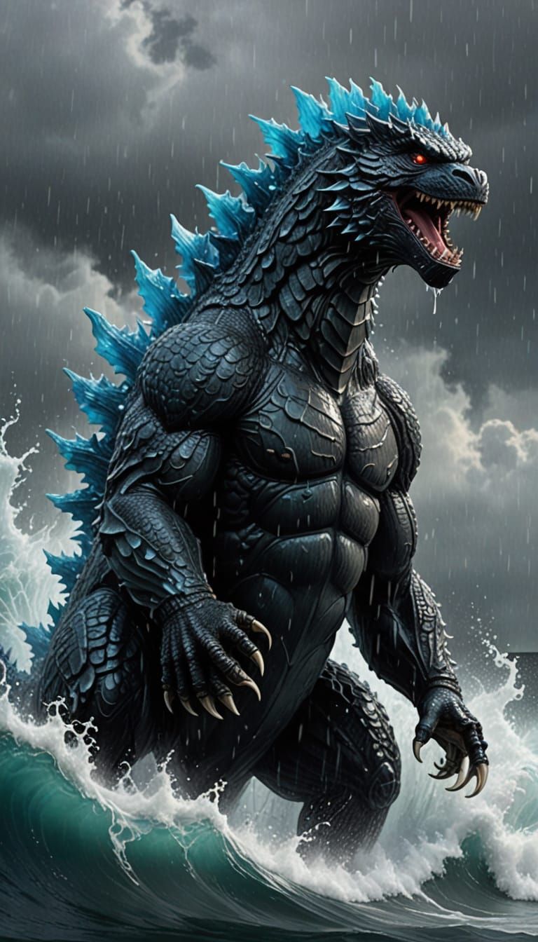 Surreal Digital Art Depicts Water-Sculpted Godzilla in Macro...