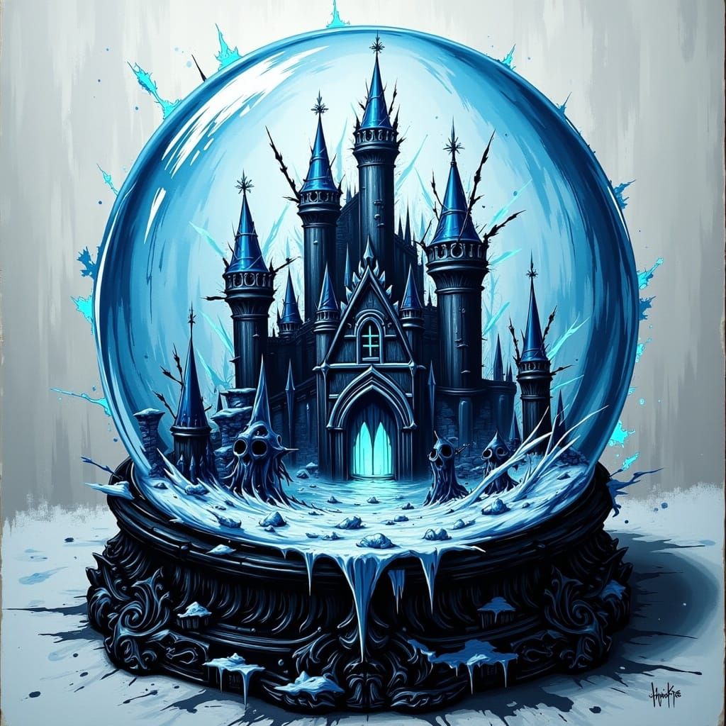 Unsettling Ice Castle Snow Globe