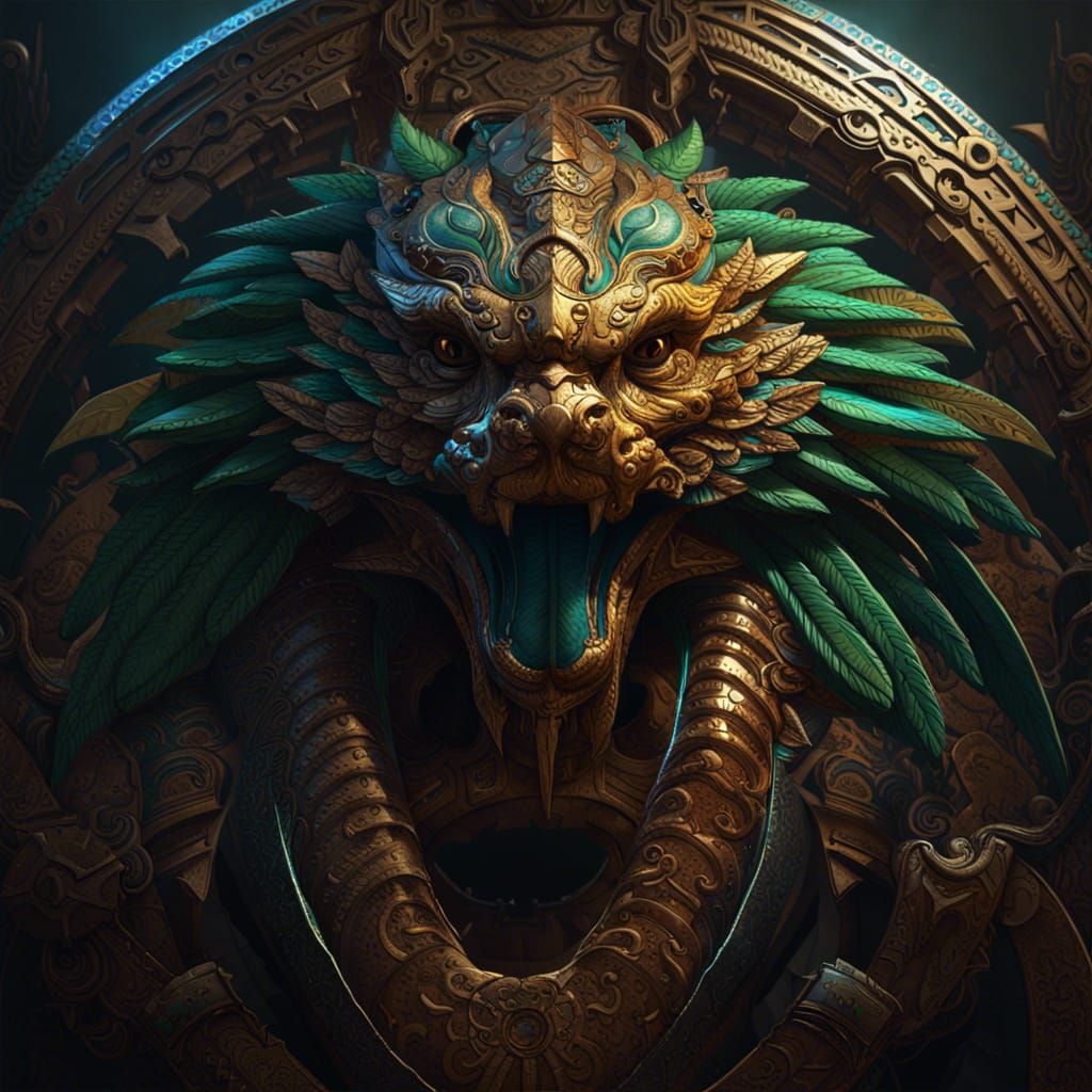 Quetzalcoatl in Dark Fantasy Style