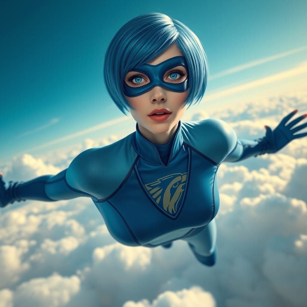 Mystical Winged Figure soars through Celestial Skies