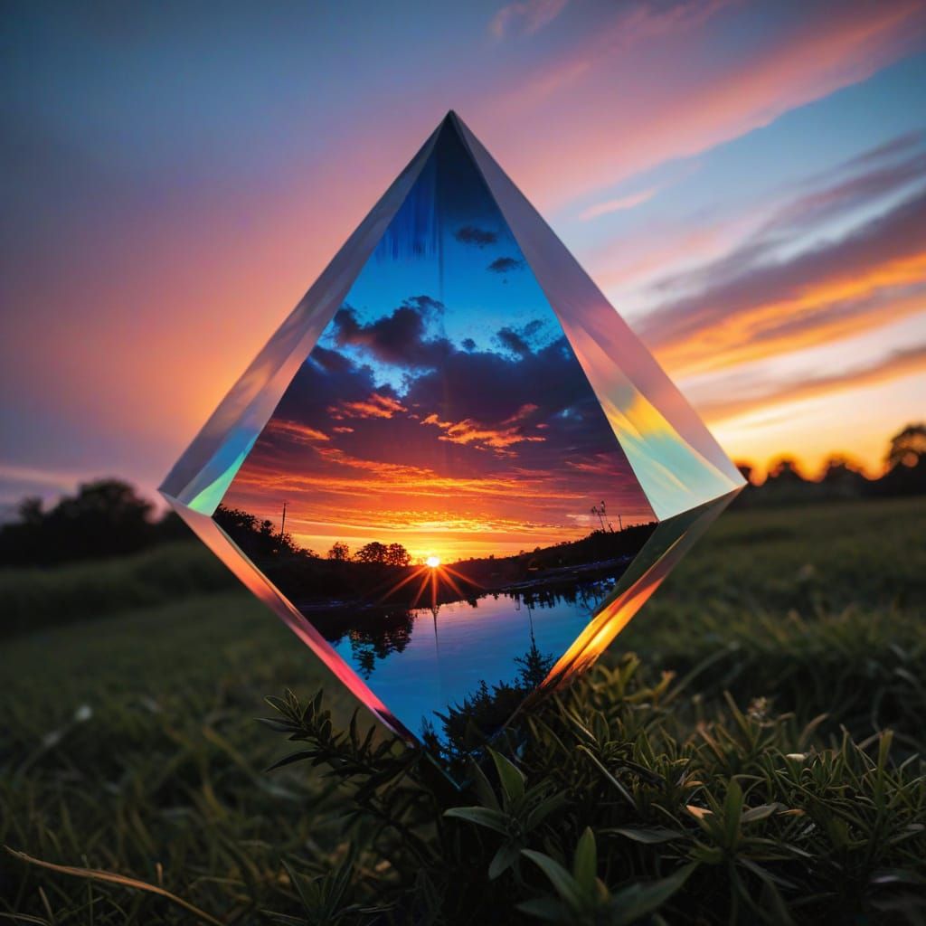 Vibrant Sunset Refracted Through Crystal