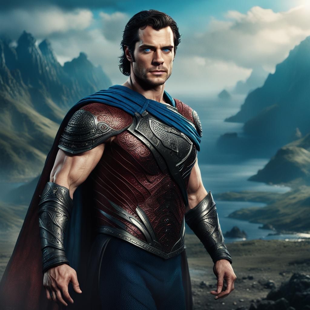 Heroic Matte Painting of a Shirtless Man