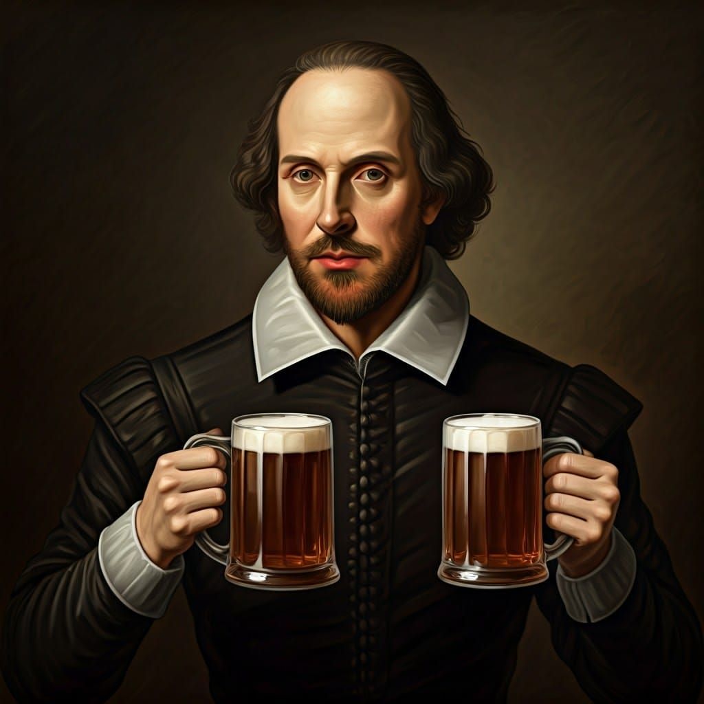 Shakespeare Ponders Beer, Chandos Portrait Style
