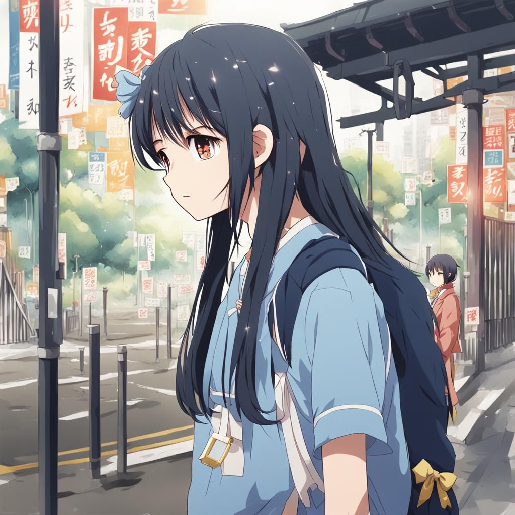 Disappointed Girl in Anime Style