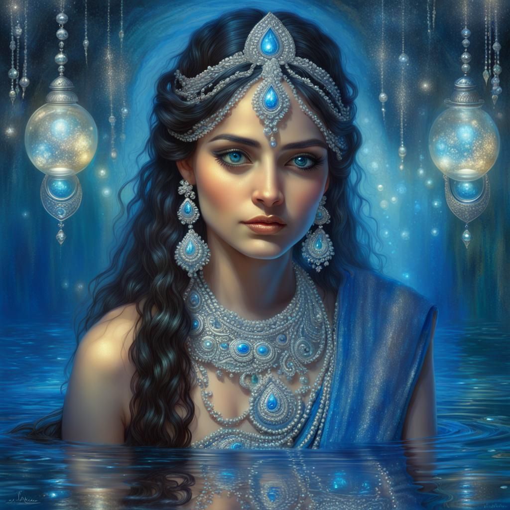 Bioluminescent Hindu Goddess by Mirror River