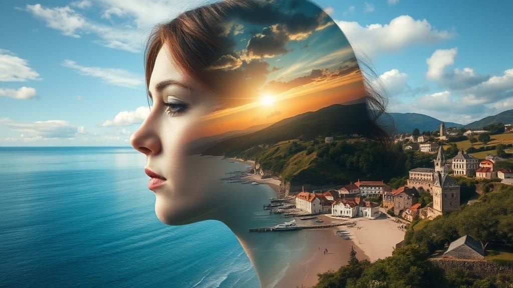 Double Exposure Portrait Merging Epic Landscape